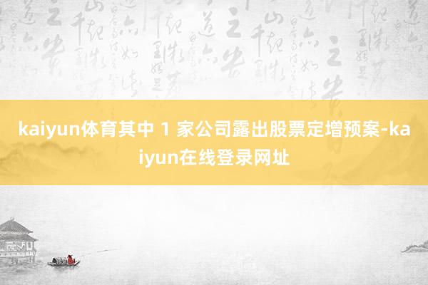 kaiyun体育其中 1 家公司露出股票定增预案-kaiyun在线登录网址